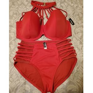 NWT Red 2pc Bathing Suit
